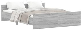 3203759 vidaXL Cadru de pat cu tăblie la cap/picioare, gri sonoma, 150x200 cm