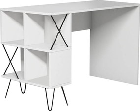 Birou EXTRA, alb/negru, PAL melaminat/metal, 120x60x79 cm