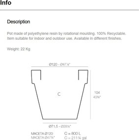 Ghiveci plante design decorativ exterior/interior MACETA PLANTER 120x104cm