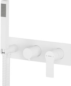 Baterie albă pentru duș încastrată (2 ieșiri) Pax – Sapho