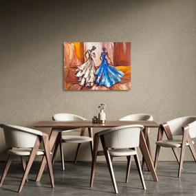 Tablou pe sticlă - Dansatoare, pictură în ulei (70x50 cm)
