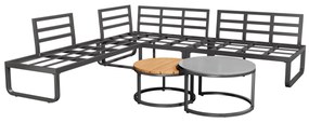 Set de mobilier de grădină pentru 4-5 locuri, 2 mese de cafea integrate, perne de șezut și perne confortabile, Gri