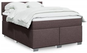 vidaXL Pat box spring cu saltea, maro închis, 140x200 cm, textil