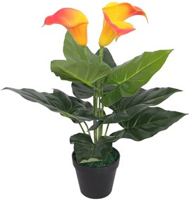 Floare de crin cala artificiala cu vaza, 45 cm, rosu si galben 1, Rosu, cala   45 cm