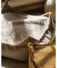 Fotoliu puf pentru copii maro deschis cu tapițerie din țesătură bouclé Square – Wigiwama