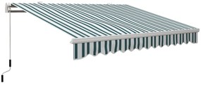 Outsunny Copertină Retractabilă cu Braț Pliabil și Protecție UV, 395x 245 cm, Verde și Alb | Aosom Romania