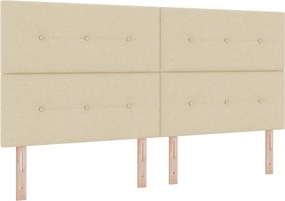 vidaXL Pat cu arc LED cu saltea Crem 200 x 200 cm țesătură