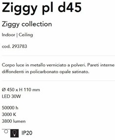 Plafoniera LED design modern Ziggy pl d45 alba