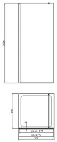 Paravan dus sticla securizata easy clean,walk-in negru mat 80x200 cm, Mediterraneo, Foxy 800x2000 mm
