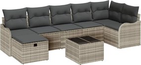 vidaXL Set de canapele pentru grădină 8 pcs Gri deschis Rattan poli