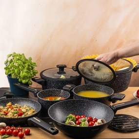 Set oale marmorate cu capace 12 peise Klausberg KB-7968, negru