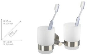 WENKO 19638100 - Suport pentru periuțe de dinți BOSIO MATT, 17,5 x 9,5 cm, inox/argintiu