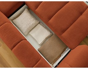 Colțar cărămiziu extensibil/cu spațiu de depozitare (cu colț pe partea dreaptă/cu șezlong) Fuji – Bobochic Paris