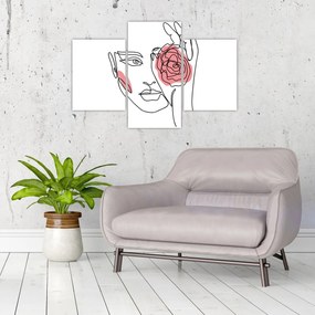Tablou - Linie de artă față cu trandafir (90x60 cm)
