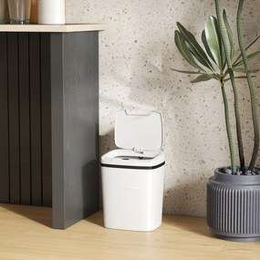 HOMCOM Coș de gunoi pentru bucătărie automat 15 L cu senzor infraroșu și mod manual inel de retenție anti-amprente alb | Aosom Romania