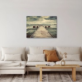 Tablou cu dig din lemn la mare (70x50 cm)