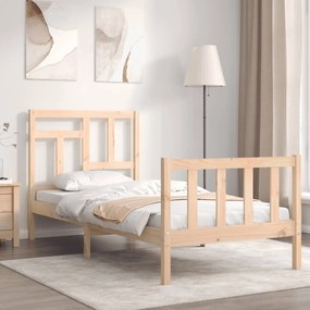 3193106 vidaXL Cadru de pat cu tăblie single, lemn masiv