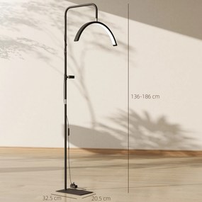 HOMCOM Lampă de Podea LED cu Cap Semilună, Înălțime și Temperatură de Culoare Reglabile, Telecomandă, Negru | Aosom Romania