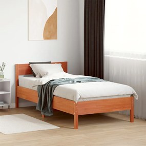 vidaXL Cadru pat fără saltea, maro ceruit, 75x190 cm, lemn masiv pin