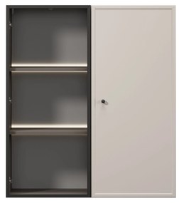 Vitrină suspendată pentru living Lorini 100 cm - cașmir / mâner negru