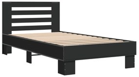 845652 vidaXL Cadru de pat, negru, 90x200 cm, lemn prelucrat și metal