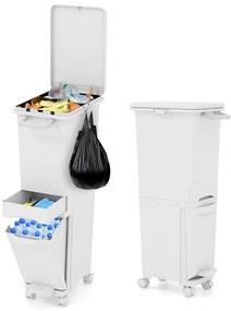 Coș de gunoi 3 în 1 pe roți pentru colectare selectivă