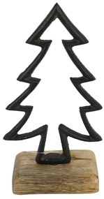 Decoratiune de Craciun CHRISTMAS TREE din lemn de mango 17cm, neagra