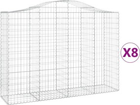 vidaXL Coșuri gabion arcuite 8 buc, 200x50x140/160 cm, fier galvanizat