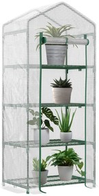 Outsunny Seră Verticală pentru Balcon și Terasă cu 4 Rafturi, Structură din Oțel și PE, 70x50x160 cm, Alb | Aosom Romania