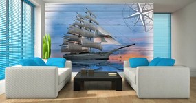 Fototapet - Barca - imitație de lemn (254x184 cm), în 8 de alte dimensiuni noi