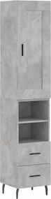 vidaXL Dulap înalt, gri beton, 34,5x34x180 cm, lemn prelucrat