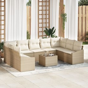 vidaXL Set de canapele pentru grădină 10 pcs Bej Rattan poli