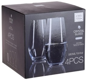 Set 4 pahare pentru apă, din sticlă cristalină, 580 ml, Excellent Houseware