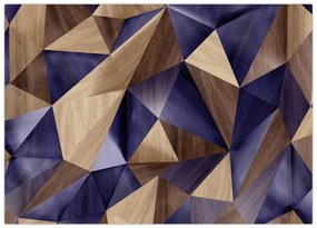 Tablou pe sticlă - 3D triunghiuri de lemn (70x50 cm)