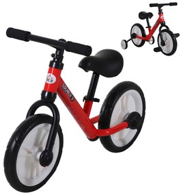 HOMCOM Bicicletă pentru copii cu pedale 2 în 1, roți și pedale detașabile, roți de 12" cu înălțimea șeii reglabilă pentru copii de la 2 la 5 ani, oțel roșu | Aosom Romania