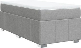 vidaXL Pat box spring cu saltea, gri deschis, 90x200 cm, textil