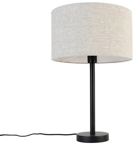 Lampă de masă modernă neagră cu abajur din bouclé gri deschis 35 cm - Simplo