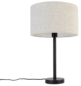 Lampă de masă modernă neagră cu abajur din bouclé gri deschis 35 cm - Simplo