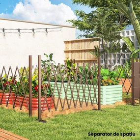 Outsunny Trellis Extensibil Freestanding Gard Mobil Pliabil, Panou Ecran Grădină Aluminiu, 250x103,5cm, Cafea Închis | Aosom Romania