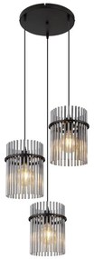 Lustra 3L design modern GORLEY negru, fumuriu