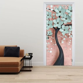 Fototapet pentru ușă - Flori albastru pastel (95x205cm)