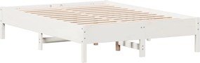 vidaXL Cadru de pat fără saltea, alb, 120x190 cm, lemn masiv pin