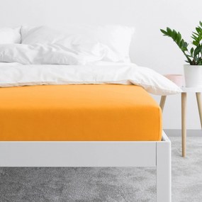 Goldea cearceaf de pat jersey cu elastic - portocaliu 140 x 200 cm