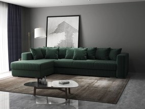 Colțar extensibil dumonde cu ladă de depozitare si sezut confortabil din spuma high-density, Gloria Ambience Green 320x183 cm