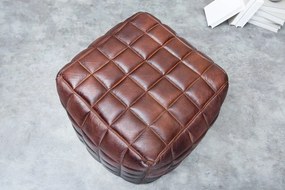 Taburete design vintage cu tapiterie din piele naturala, Taurus maro