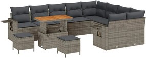 vidaXL Set de canapele pentru grădină 12 pcs Gri poliratan