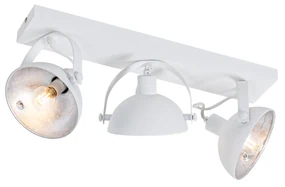 Plafoniera industrială albă cu argintiu cu 3 lumini reglabile - Magnax