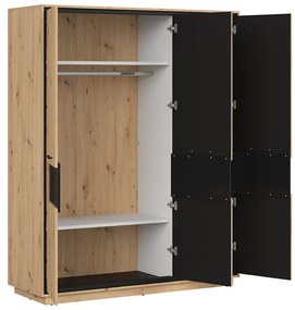 Dulap de haine Pont SZF3D2E (Stejar artisan + Negru mat). 1063044