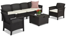 Set din technorattan cu canapea extensibilă Venezia Coffee Box Max 6 Bica maro