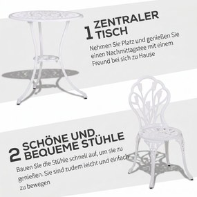 Outsunny Set de Gradina 3 Piese din Aluminiu cu 2 Scaune